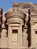 An engaged tholos in the Ad Deir tomb, Petra, Jordan