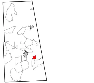 Location within Adair County and the state of Oklahoma