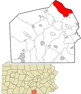 Location in Adams County and the state of Pennsylvania.