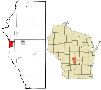 Location in Adams County and the state of Wisconsin