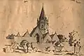 Sketch of Ardooie church, 1917, by Adolf Hitler
