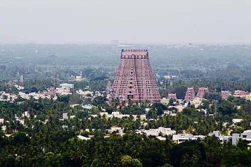 Aerial view of the Ranganathaswamy Temple, Srirangam in Srirangam