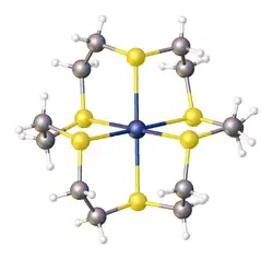 Structure of [Ag(18-ane-S6)]2+. The Ag-S distances are 2.62 Å.