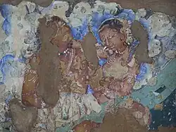 The artworks of Cave 2 are known for their feminine focus, such as these two females[128]