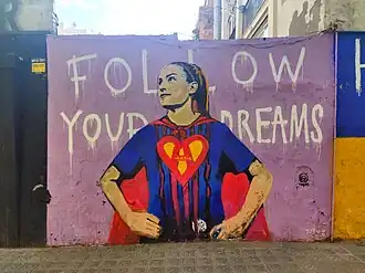 A mural showing Alexia Putellas dressed as Superwoman