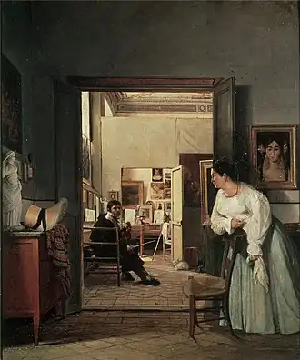 The Studio of Ingres in Rome by Jean Alaux, 1818