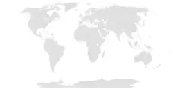 Map indicating locations of Albania and Israel