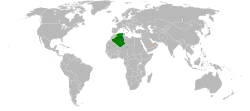 Map indicating locations of Algeria and United Arab Emirates