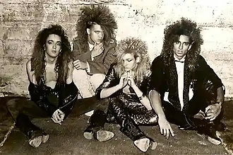 1987 promo photo, from left: Nick Pollock, James Bergstrom, Layne Staley, Johnny Bacolas