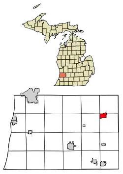 Location of Wayland, Michigan