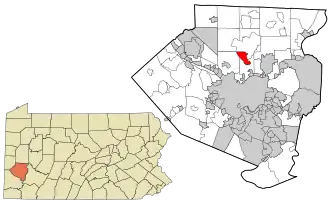 Location in Allegheny County and state of Pennsylvania