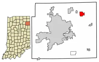 Location of Harlan in Allen County, Indiana.
