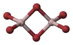Ball and stick model of dimeric aluminium bromide