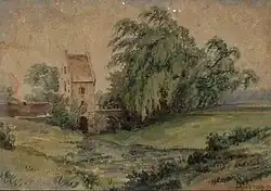 Amadée Lynen (after 1872): Landscape with farm, Privatbesitz.
