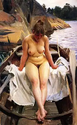 Woman in a boat, 1917