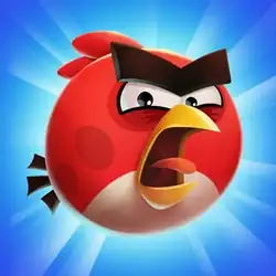 Used to represent the game on app stores, the icon is similar to that of the original Angry Birds game. Red, a circular desert cardinal, takes up the center, facing northwest whilst looking towards the viewer and yelling. The blue background contains sunrays emanating from Red.