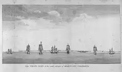 Anson's ships in the Strait of Magellan