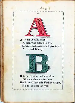 Photograph of letters A and B and text.