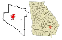 Location in Appling County and the state of Georgia