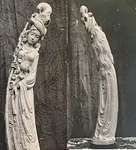 Front and back view of ivory carving "Japanese Lady" created in 1986