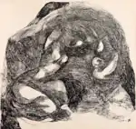 Ink drawing "Mother and Child" created in 1993