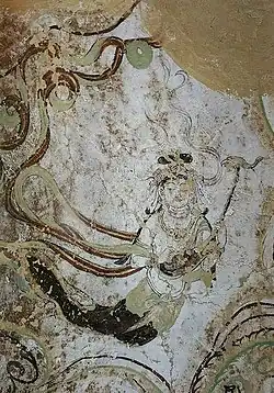 Apsara playing a Phoenix-headed konghou – Yulin Cave 15