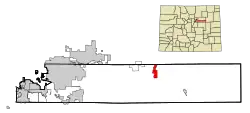 Location of the Byers CDP in Arapahoe County, Colorado.