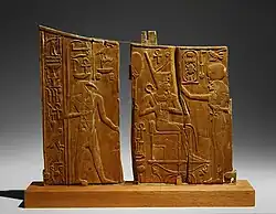 Arm panel from a ceremonial chair of Thutmose IV; 1400–1390 BC; wood (ficus sycomorus?); height: 25.1 cm; Metropolitan Museum of Art (New York City)