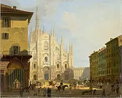 54. Giovanni Migliara, Veduta di piazza del Duomo in Milano, 1819