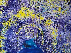 Tjaša Iris, Path in the Garden, acryl on jute, 120 x 160 cm, 2010