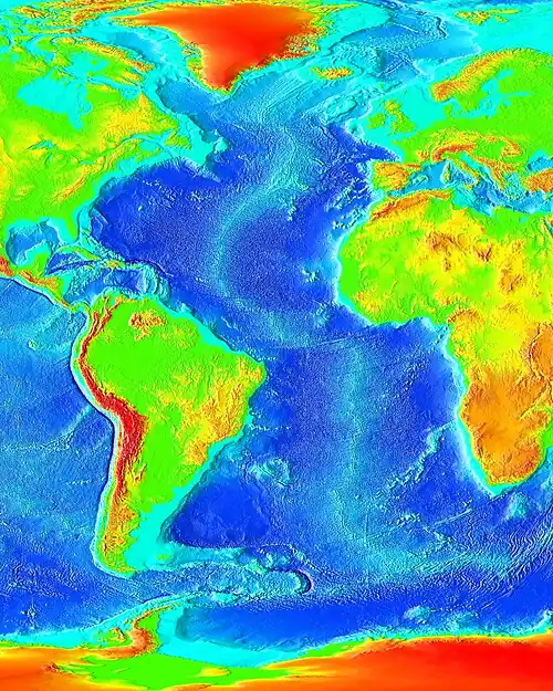 Image 23False color map of ocean depth in the Atlantic basin (from Atlantic Ocean)