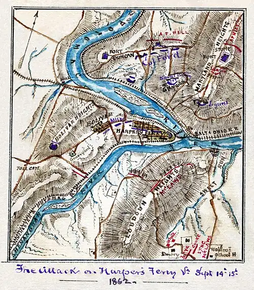 A restored version of Sneden's map for the Battle of Harpers Ferry