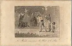 Le Monde renversè, Le Chat et le Rat, 1821; from the book Les Jeux des jeunes garçons, 1822.