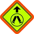 (W6-2) Pedestrian Crossing Ahead (with target board) (used in Queensland)
