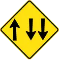 (W4-10) Lane Allocation ahead (Three-way traffic)