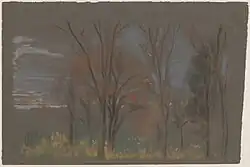 Autumn Woods, pastel on dark brown wove paper (18.4 x 27.8&nbsp;cm)