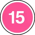 Pink circle with 15 in centre
