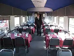Dinner car for the All American BBQ Train with Ned, one of Tioga Central's conductors