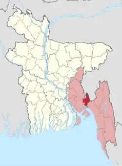 Location of Feni District within Bangladesh