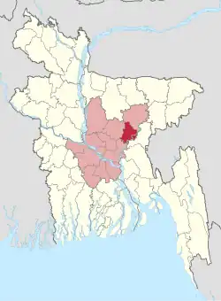 Location of Narsingdi District in Bangladesh