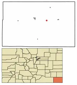 Location within Baca County and Colorado