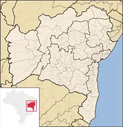 Location in the state of Bahia and Brazil