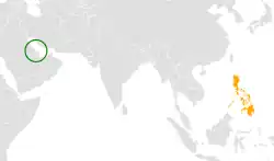 Map indicating locations of Bahrain and Philippines