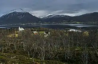Balsfjord Church and nearby environment in October 2015