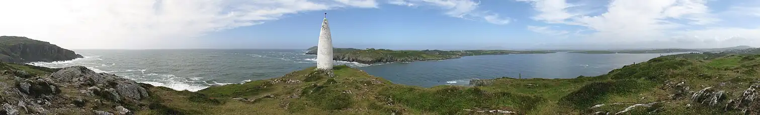 View of Baltimore Beacon near Baltimore, Co. Cork, Ireland.