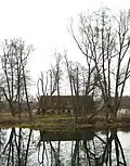 Pond with outbuilding