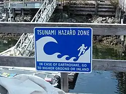 Tsunami hazard sign at Bamfield, British Columbia