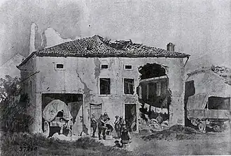Barber shop and first aid station of the Red Cross at Essey