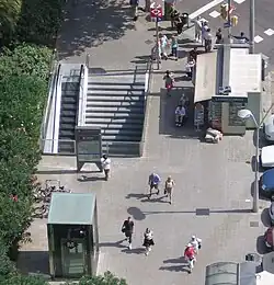 Entrance to the station, seen from the church