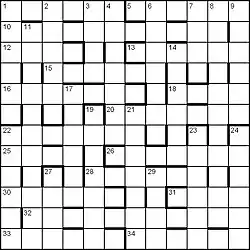 Barred grid where bold bars are used instead of shaded blocks to separate the words